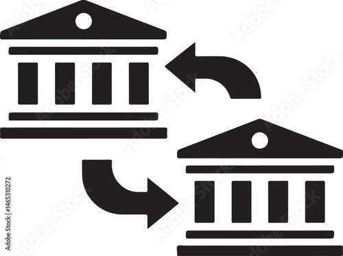 Bank Transfer Icon Interbank Transaction Financial Exchange