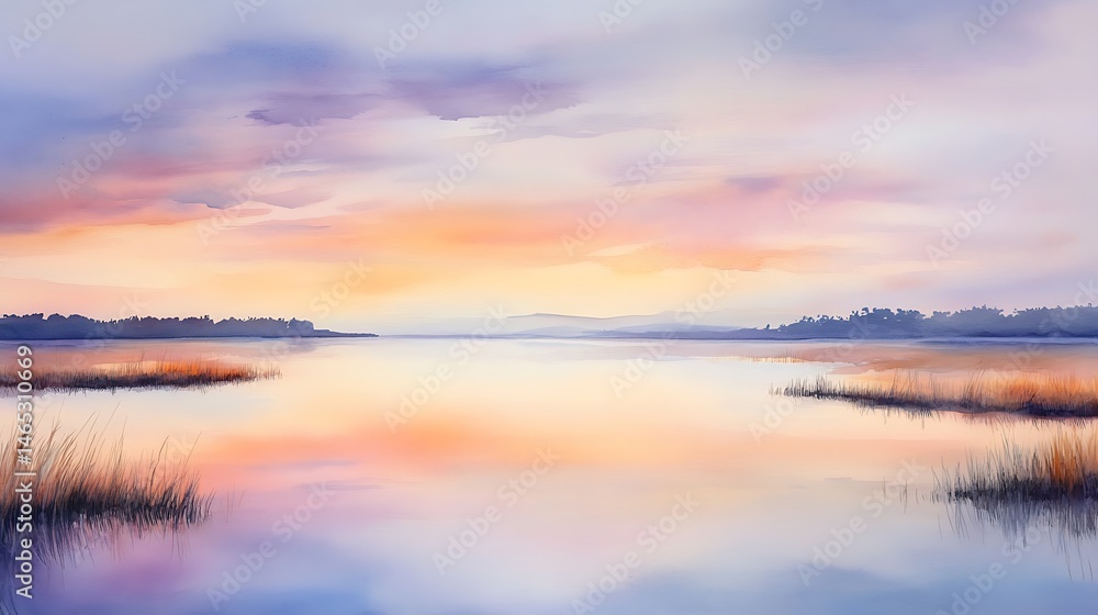 Obraz premium Tranquil sunrise over water