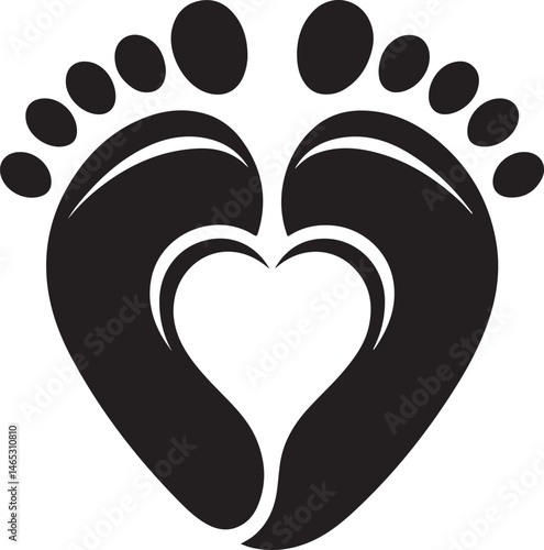 Two Baby Footprints Forming a Heart Shape