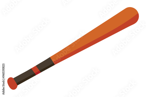 Isometric illustration of a baseball bat, a sports and game equipment