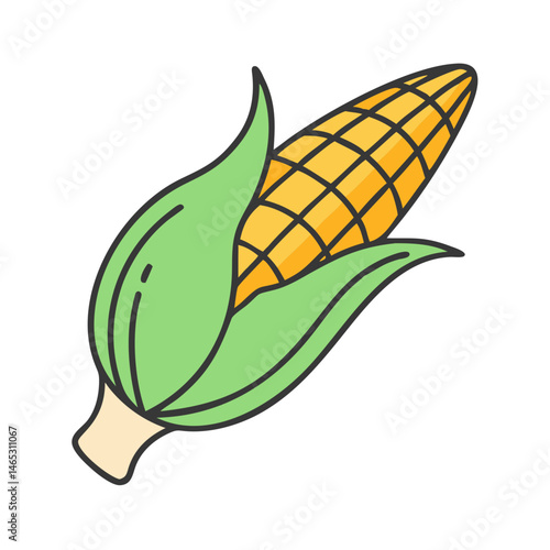 Illustration of corn on the cob, maize, agriculture, vegetable, food, harvest, and healthy eating