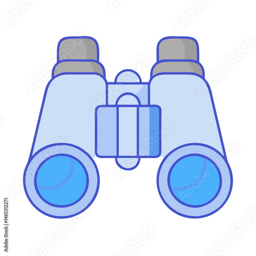 Illustration of binoculars spyglass for observation and exploration optical equipment tool
