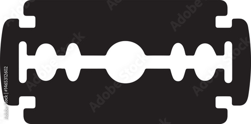 Razor Blade Shape in Black Vector | Clean Cutting Tool Illustration Without Silhouette Style