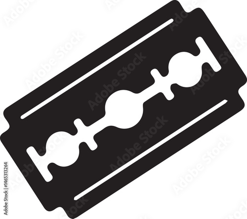 Razor Blade Shape in Black Vector | Clean Cutting Tool Illustration Without Silhouette Style
