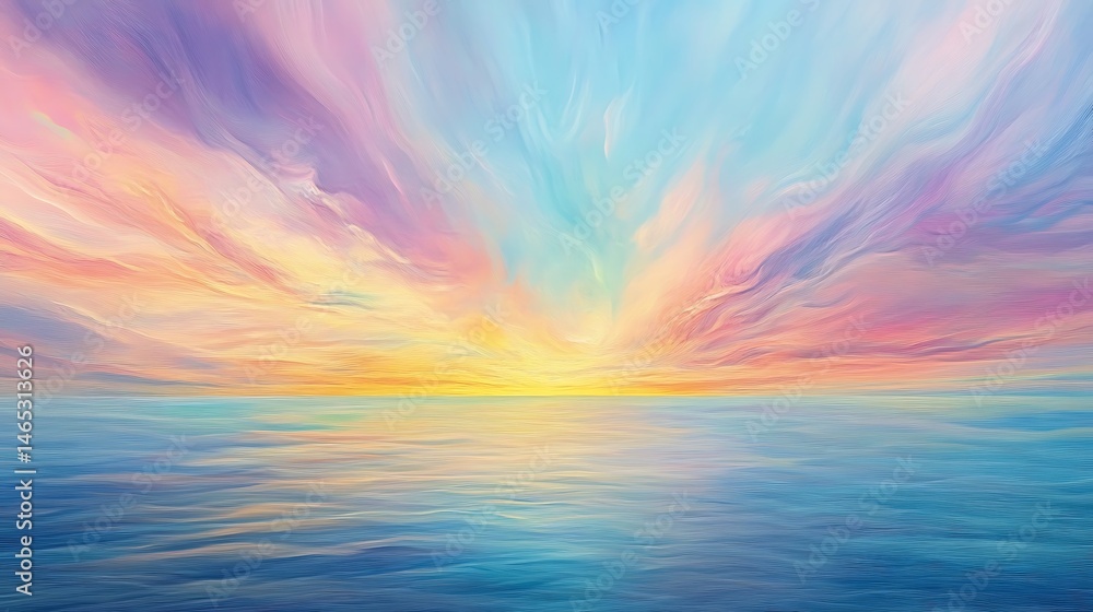 Fototapeta premium Vibrant sky and water abstract landscape of serene colors