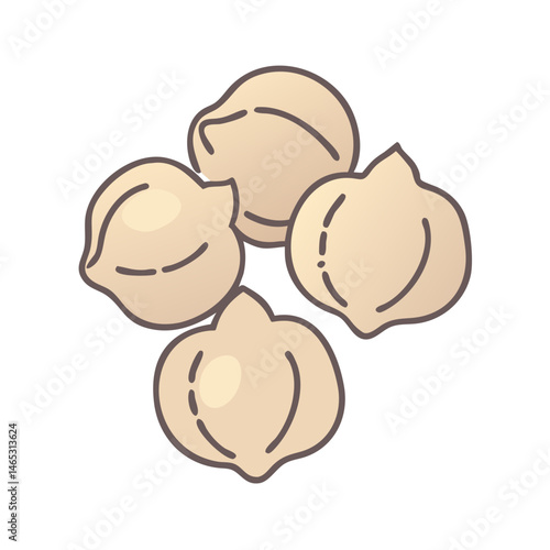Illustration of chickpeas, garbanzo beans, healthy food, vegan protein, legume, and fiber rich diet