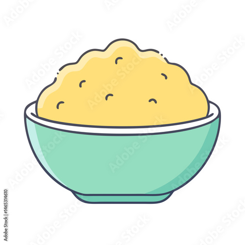 Delicious bowl of food illustration vector graphic meal dish cuisine lunch dinner recipe yellow food bowl