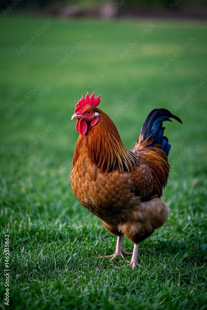 Fototapeta premium there is a rooster standing in the grass on the ground