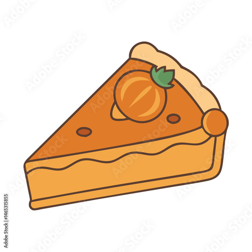 Delicious pumpkin pie slice dessert thanksgiving holiday food sweet treat vector illustration art
