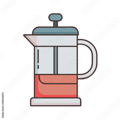Illustration of french press coffee maker coffee brewing equipment coffee press kitchen appliance design