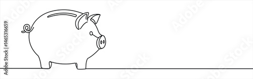 Piggy bank continuous one line drawing. Saving money concept.
