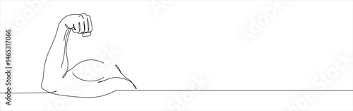 Bicep muscle continuous one line drawing. Strong bodybuilder arm.