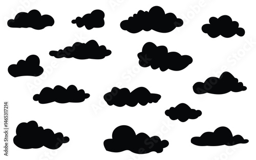 Silhouetted, Cloudscape, Vector, Collection, Black, Clouds, Sky