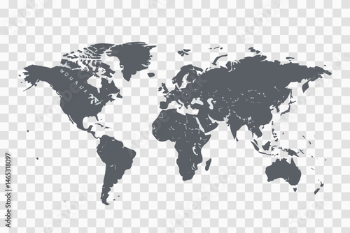 This global illustration displays a vector map of the world, showcasing continents like Europe and Asia, essential for business and travel across the planet