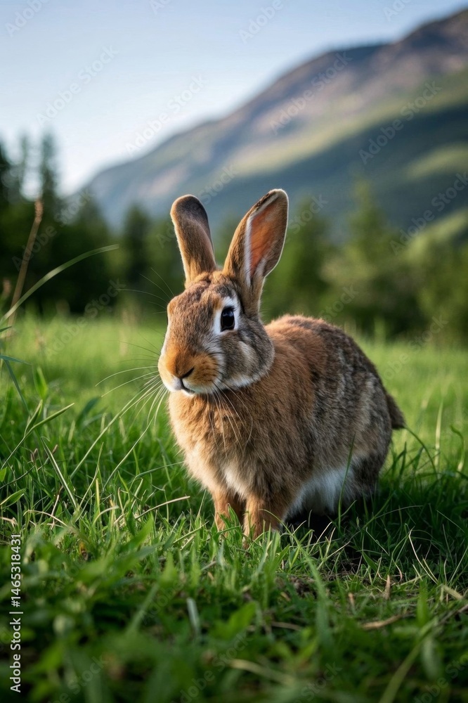 Fototapeta premium there is a rabbit that is sitting in the grass