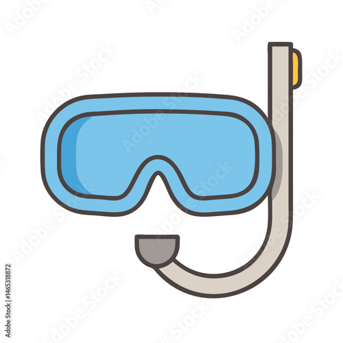 Illustration of blue diving mask snorkel gear equipment summer vacation underwater activity swimming pool sea