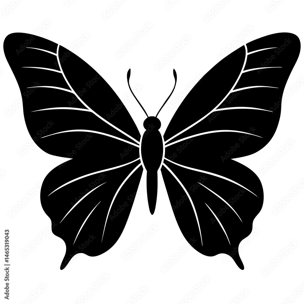 Elegant Black Butterfly Silhouette Illustration
