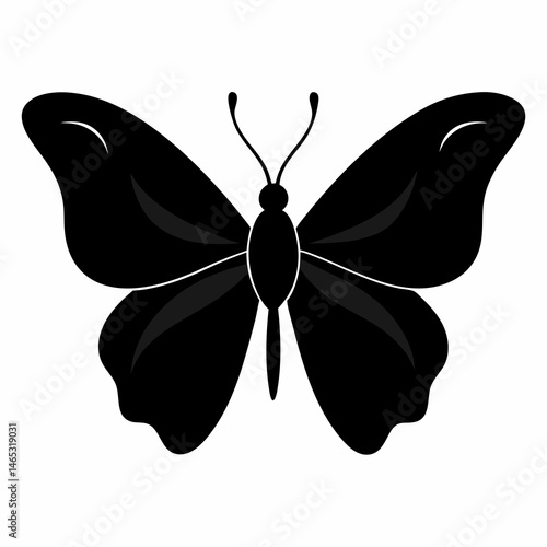 Obraz na płótnie Simple Black Silhouette of a Butterfly Icon w salonie