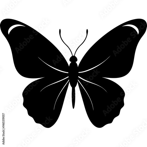 Obraz na płótnie Simple Black Silhouette of a Butterfly Illustration w salonie