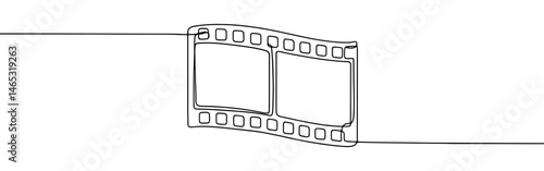 Film strip continuous one line drawing. Film tape strips for movie, cinema reel.