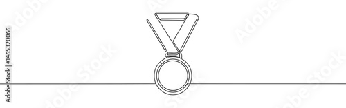 Medal continuous one line drawing. Award, olympic symbol.