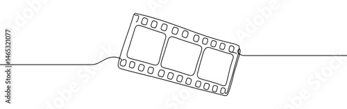 Film strip continuous one line drawing. Film tape strips for movie, cinema reel.