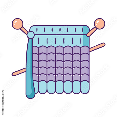Illustration of knitting project with knitting needles yarn craft hobby handmade design art