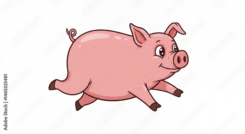 Running cartoon pig illustration Running cartoon pig illustration