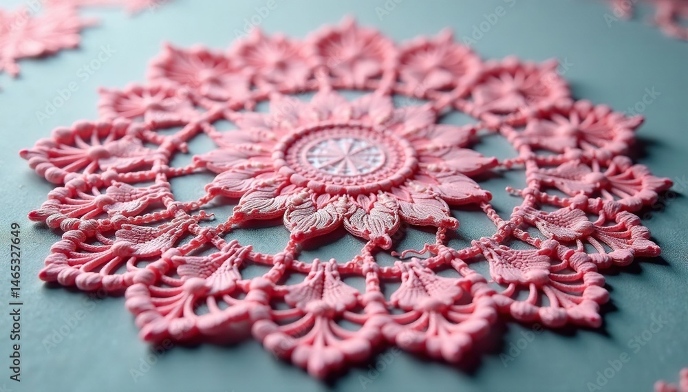 Obraz premium Intricate floral lace doily, delicate texture, delicate, home decor, embroidery