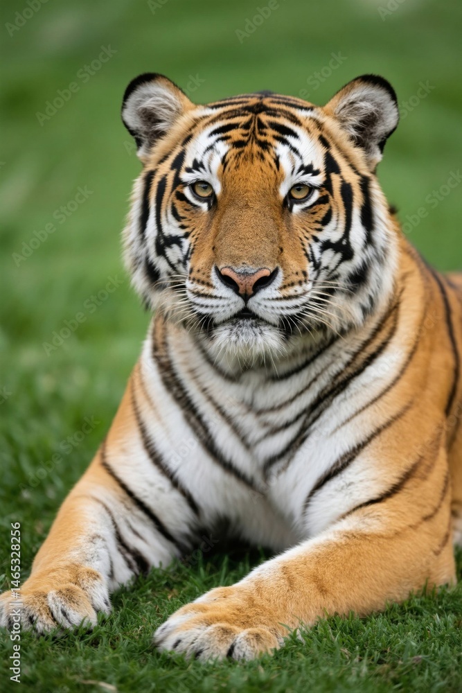 Obraz premium there is a tiger that is laying down in the grass