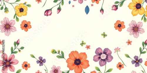 Wallpaper Mural Modern hand-drawn floral seamless pattern, perfect for fabric or wallpaper Empty space for design, copy space, botanical Torontodigital.ca