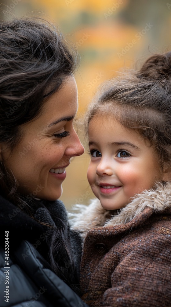 Obraz premium Mother and daughter close-up, warm embrace