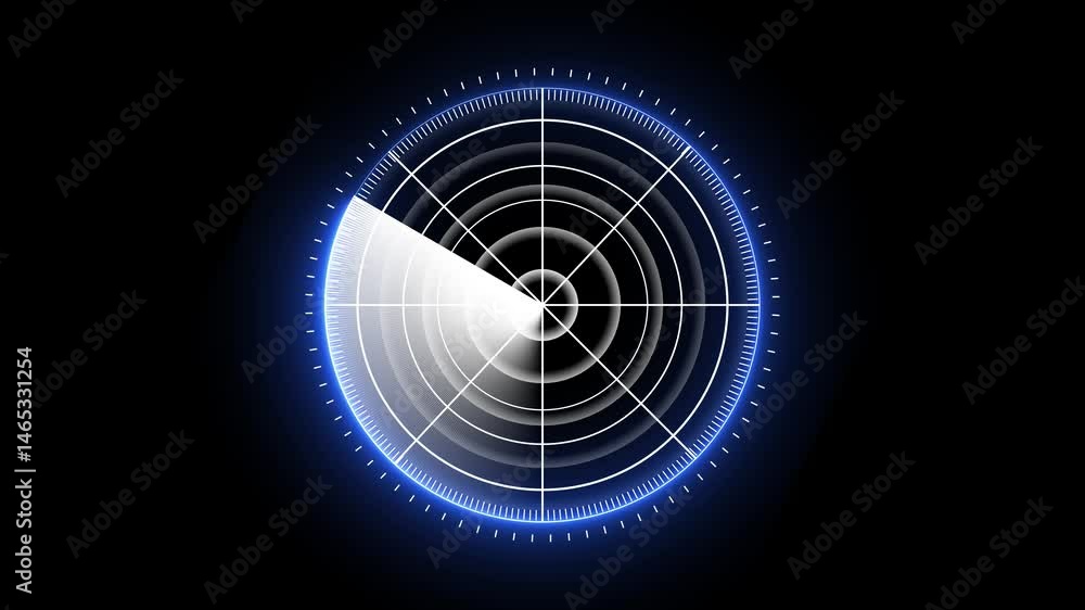 Radar screen animation on black background. Signal transmitted sonar radar .Radar point to detect enemy position. with line digital technology background, Futuristic animation concept. Radar screen animation on black background. Signal transmitted sonar radar .Radar point to detect enemy position. with line digital technology background, Futuristic animation concept.