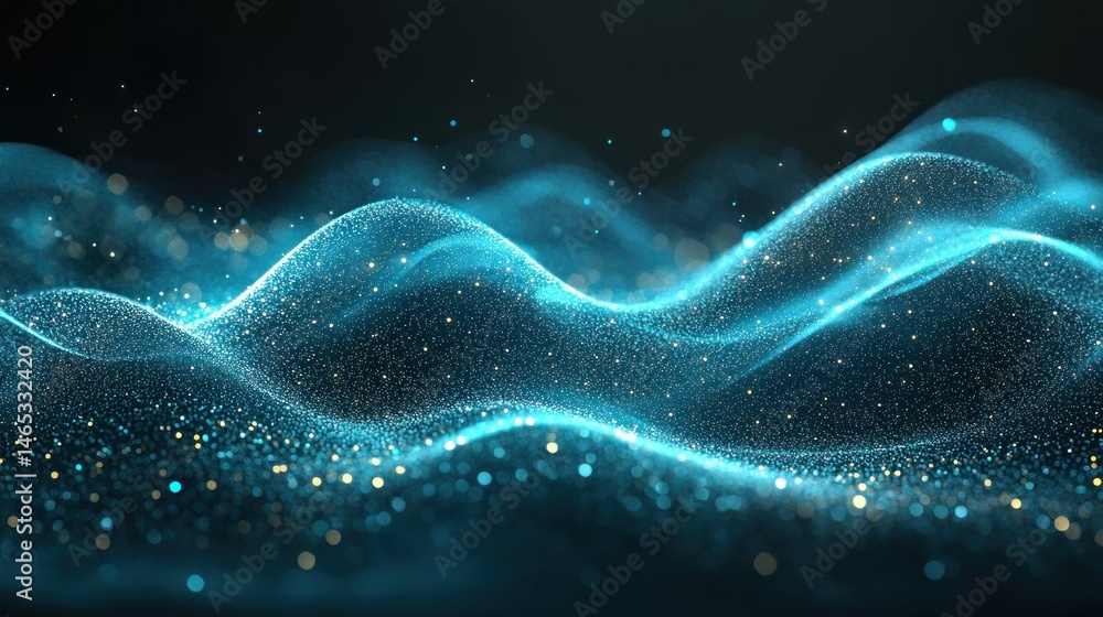 Abstract digital wave with glowing particles Abstract digital wave with glowing particles
