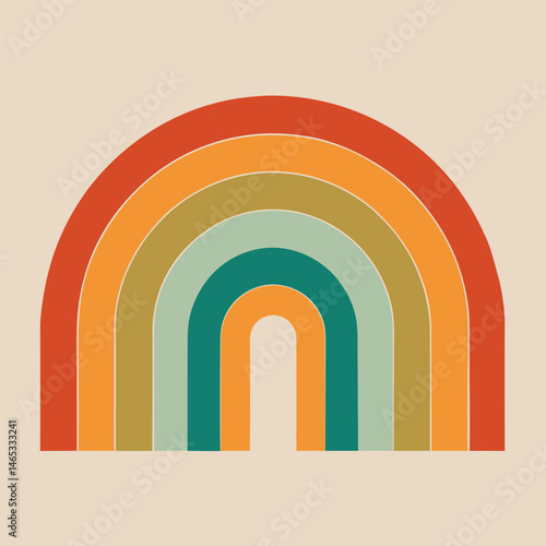 Abstract colorful vector design featuring circles evokes the ancient stone arches and light of a European monastery
