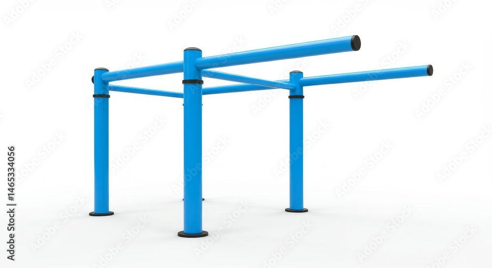 Outdoor Fitness Parallel Bars - Sturdy blue parallel bars ideal for outdoor fitness, calisthenics, and strength training exercises. Durable construction for public Outdoor Fitness Parallel Bars - Sturdy blue parallel bars ideal for outdoor fitness, calisthenics, and strength training exercises. Durable construction for public