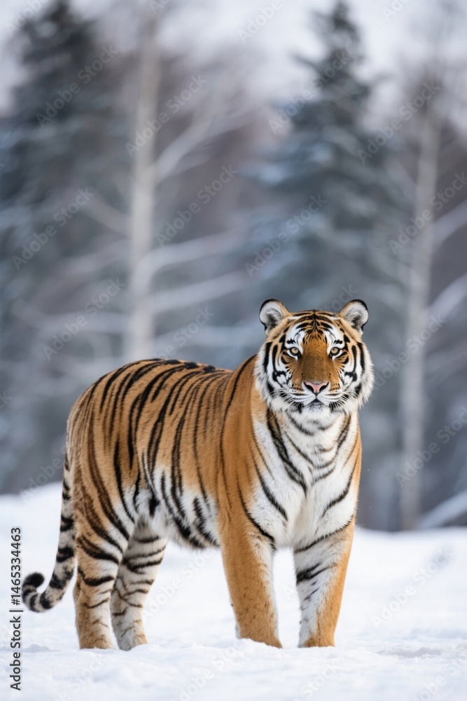 Obraz premium there is a tiger walking in the snow in the woods