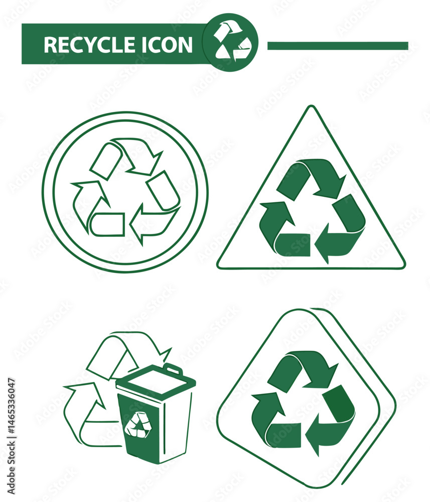 Obraz premium Green recycling symbol set for environmental awareness