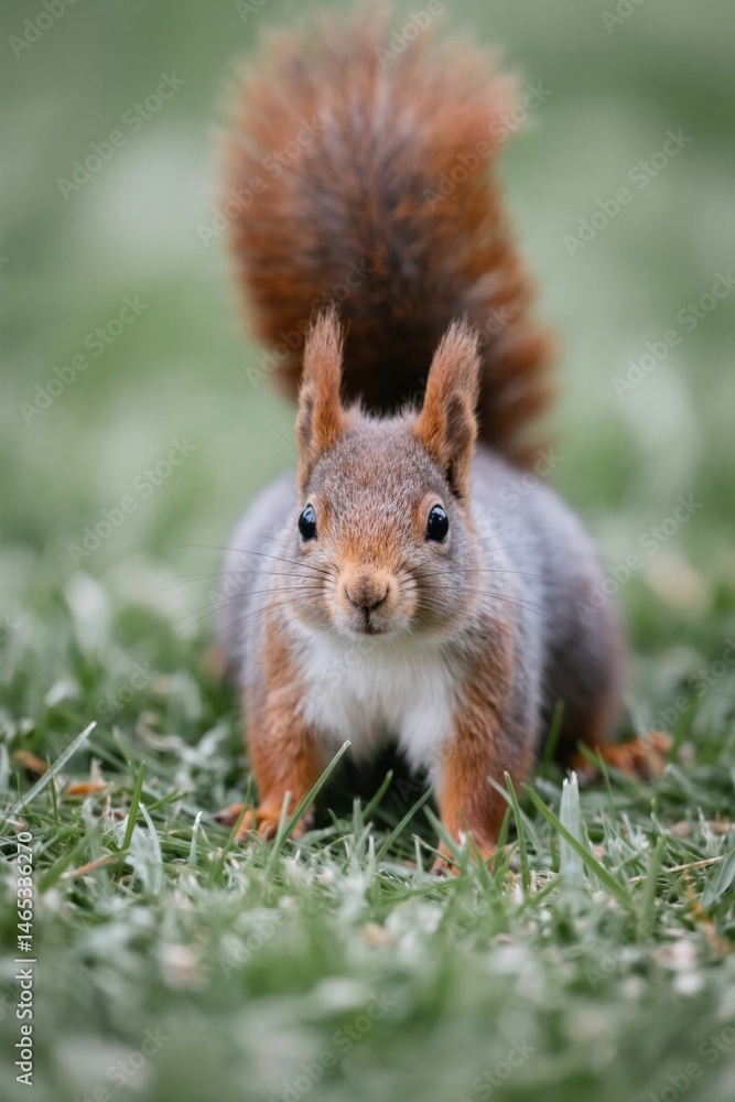 there is a squirrel that is standing in the grass there is a squirrel that is standing in the grass