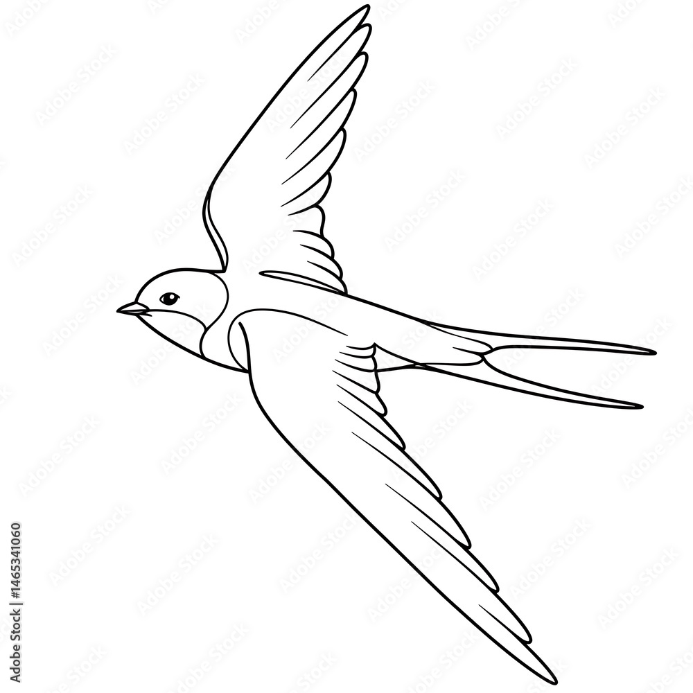 Obraz premium Swallow's Flight: A Line's Grace AI Generated
