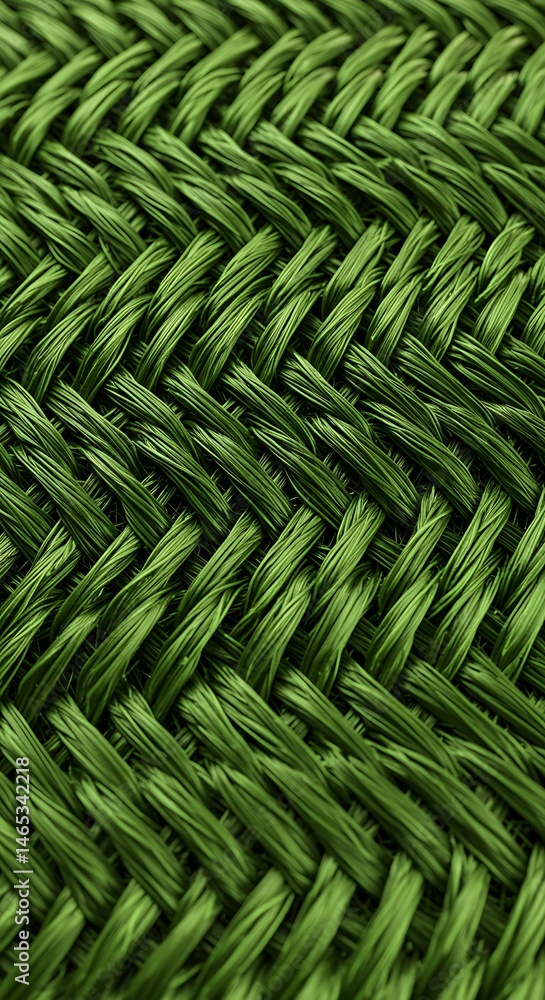 Emerald Woven Texture: Intricate Green Braid Detail Emerald Woven Texture: Intricate Green Braid Detail