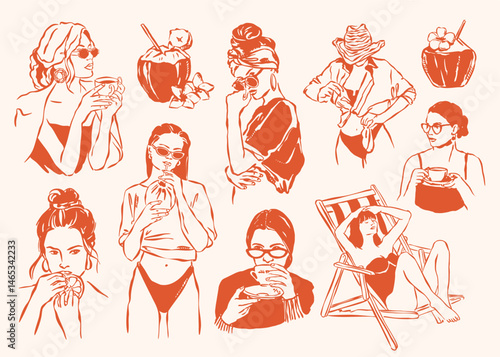 Sketch style collection of female silhouettes.