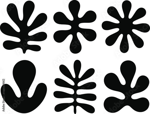 Collection of minimalistic bizarre abstract geometric shapes and forms with different textures in contemporary style, Vector doodle objects, and graphic elements