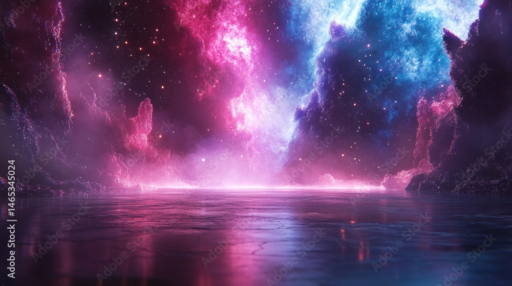 Cosmic landscape with vibrant nebulas Cosmic landscape with vibrant nebulas