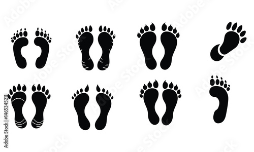 Set of human foot print, icon vector illustration isolated on white background