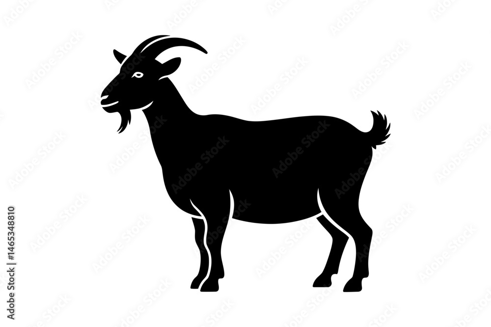 Obraz premium Standing goat silhouette farm animal vector image