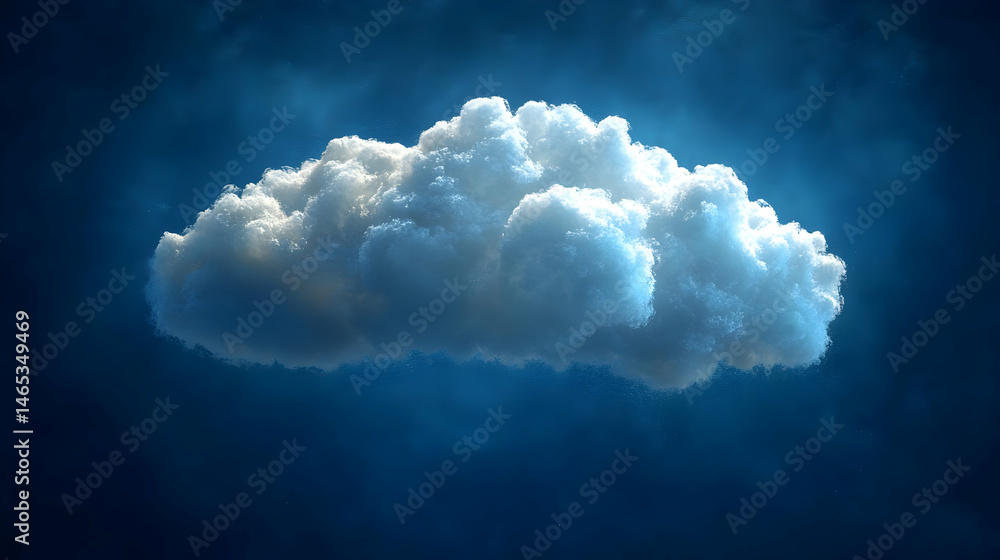 Naklejka premium Pixelated Cloud in a Dark Blue Digital Space
