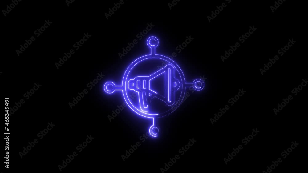 glowing neon social-media-marketing icon animation black background. 4K Video motion graphic animation glowing neon social-media-marketing icon animation black background. 4K Video motion graphic animation