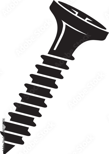 Flat Head Screw in Silhouette Vector | Bold Black Vector Art Illustration for Construction Themes