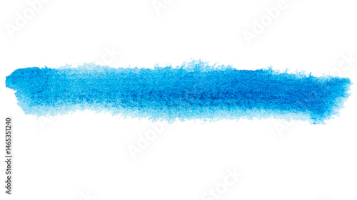 Vibrant horizontal blue watercolor brushstroke on transparent background.